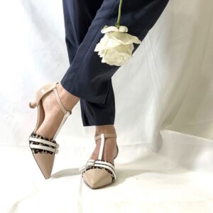 Clizia scarpa beige semiaperta a punta da donna con tacco 3