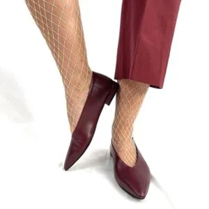 Ballerina bordo raffinata e decisa  Sigrid artigianale con tacco 2