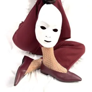 Ballerina bordo raffinata e decisa  Sigrid artigianale con tacco 2