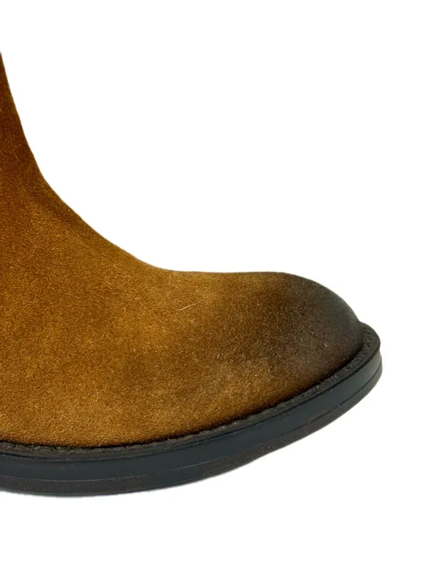 Stivaletto color tabacco in camoscio artigianale Dante - immagine 5