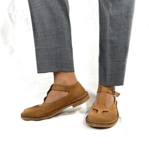 Scarpe bebe con occhietti in naplak cuoio Beatrice artigianale