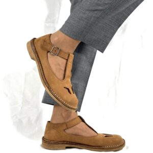 Scarpe bebe con occhietti in naplak cuoio Beatrice artigianale
