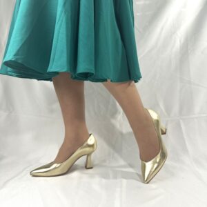 Dècolletè oro a punta Cenerentola artigianale tacco 7