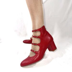 Stivaletti rossi in nappa guanto Maria Antonietta artigianale