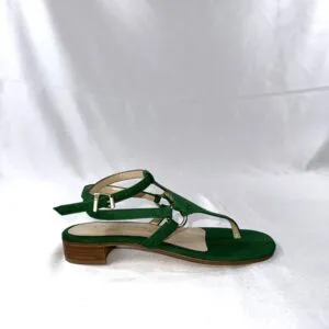 Scarpe infradito in camoscio verde Caraibi artigianale