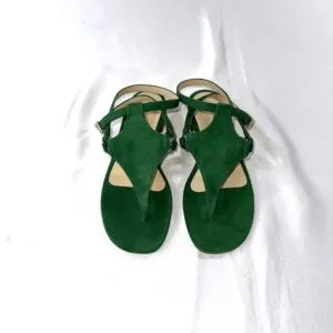 Scarpe infradito in camoscio verde Caraibi artigianale