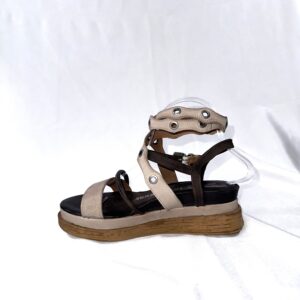 Sandali marroni in vera pelle in stile A.S.98 Gaga artigianale